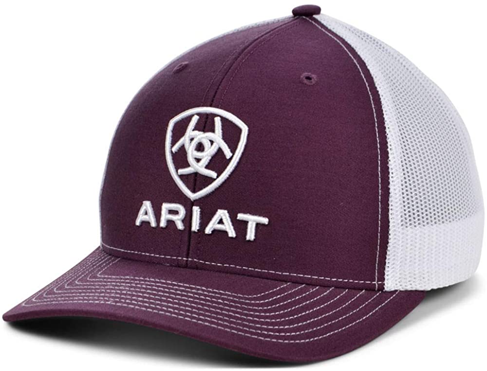 Ariat Mens Richardson 112 Adjustable Snapback Trucker Hat (Burgundy/White)