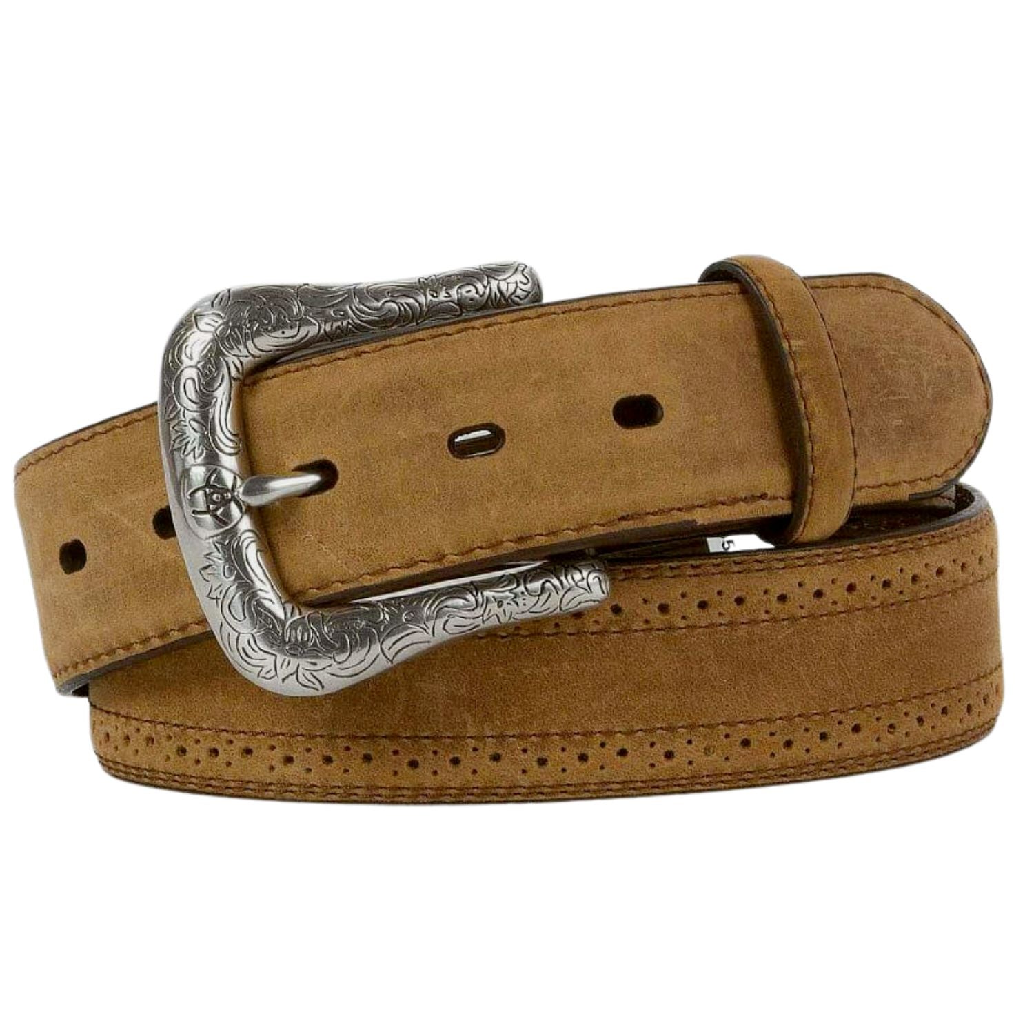 Ariat Mens Western Boot Vent Leather Belt, Distressed Brown