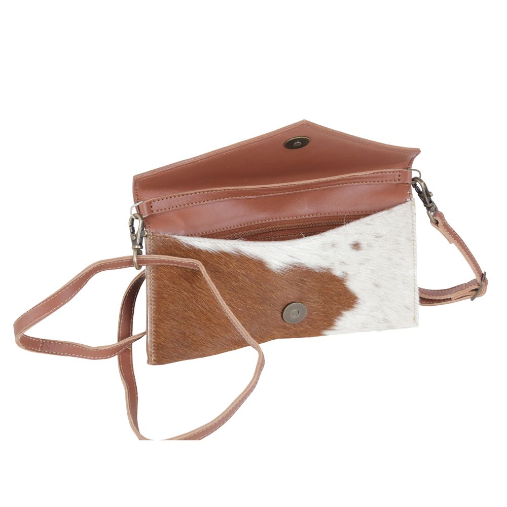 Myra Bag Womens Peccadillo Tooled Leather Hair On Crossbody Wallet