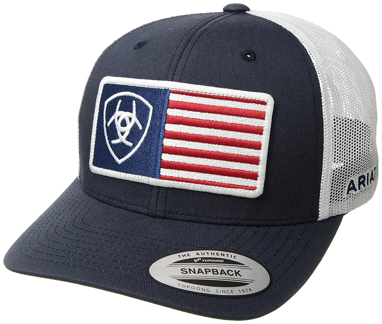 Ariat Mens Flag Patch Adjustable Snapback Cap Hat (Navy, One Size)