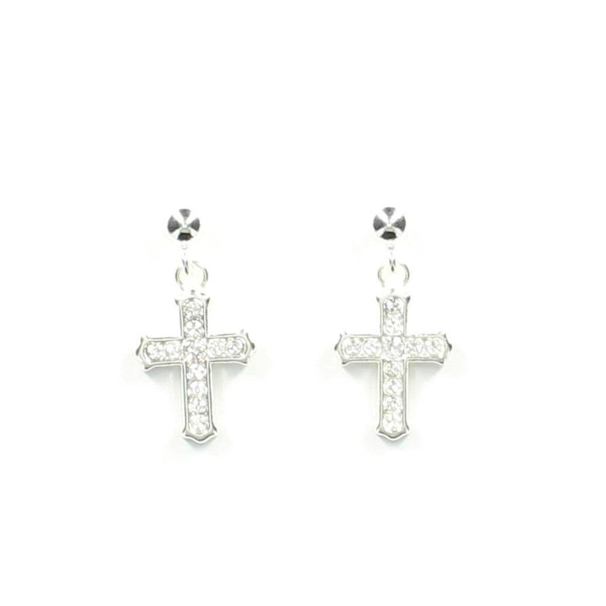 M & F Western Women's Lightning Ridge Cross Charm Earrings