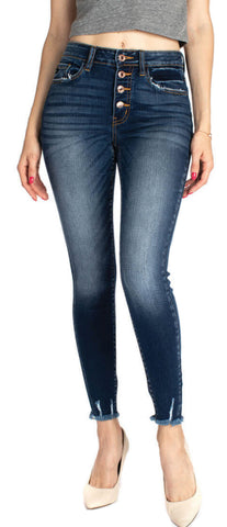 Kancan Womens Gemma High Rise Ankle Skinny Denim Jeans