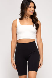 She + Sky High Waisted Athletic Biker Shorts With Pockets