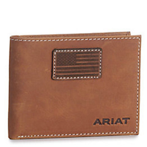 Ariat Mens Distressed USA Flag Leather Removable Passcase Wallet