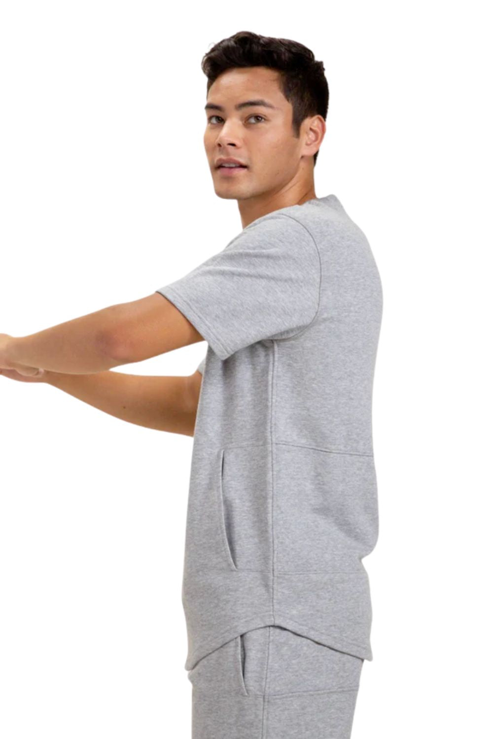 Mono B Mens Seamlines Organic Cotton Kangaroo Short Sleeve Sweatshirt