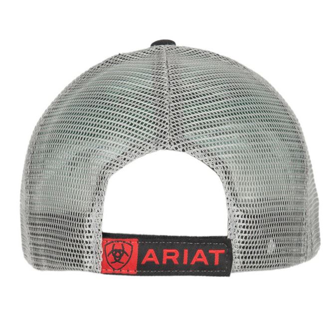 Ariat Mens Black and Grey with Red Logo Mesh Back Cap