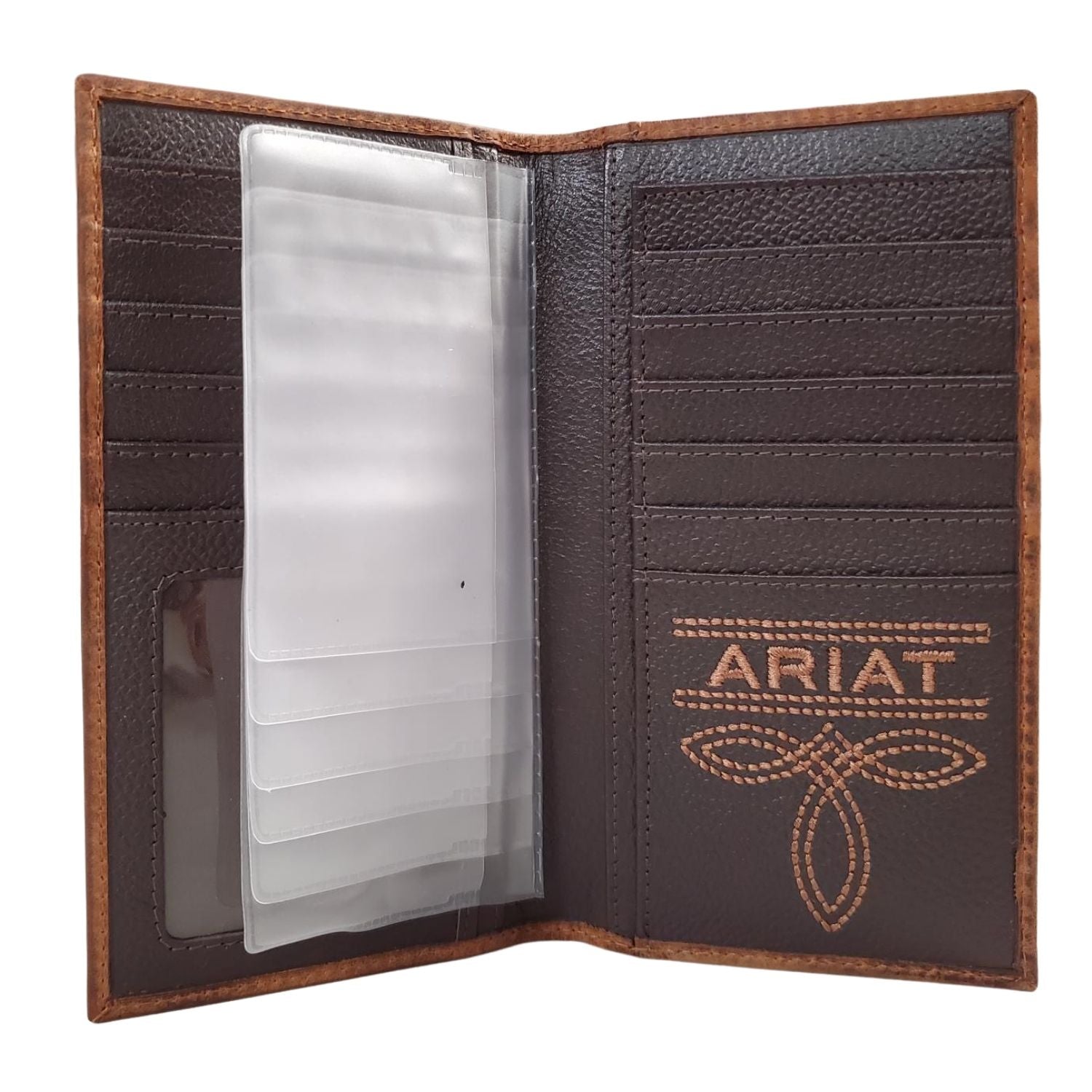 Ariat Mens Distressed USA Flag Leather Rodeo Wallet Checkbook Cover