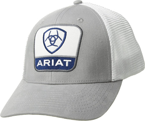 Ariat Mens Shield Logo Adjustable Snapback Cap Hat (Grey/White)