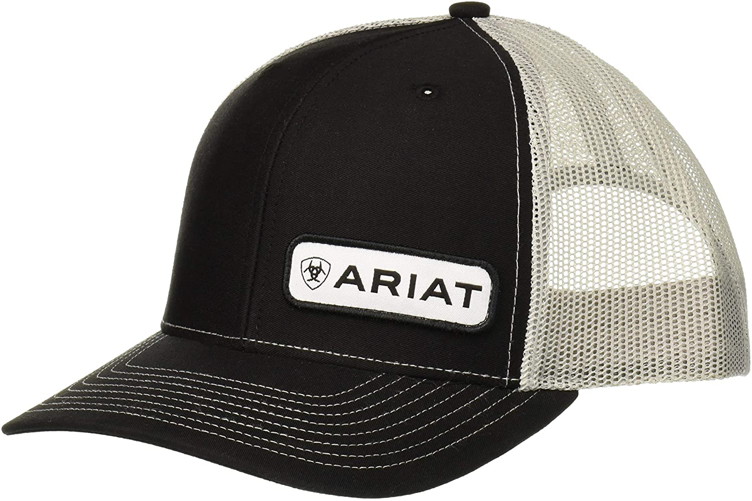 Ariat Mens Richardson 112 Adjustable Snapback Trucker Hat (Black/Grey)