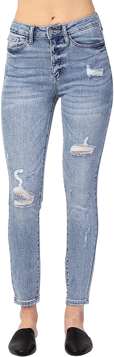 Judy Blue Womens High Rise Destroyed Skinny Jeans