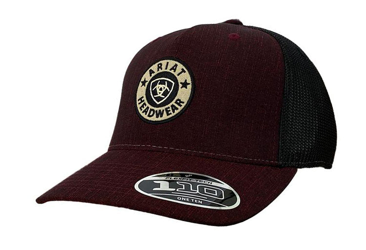 Ariat Mens Flexfit 110 Adjustable Snapback Cap Hat (Burgundy/Black)