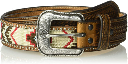 Ariat Mens Arrowhead Basketweave Billet Ribbon Center Belt