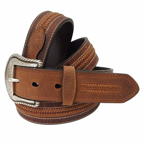 Roper Mens Laced Distressed Leather Belt (Brown, 38)