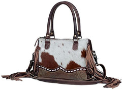 Myra Bag Womens Brown Freckles Upcycled Leather Hairon Concealed Carry Bag
