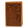 Nocona Mens Sunflower Trifold Western Leather Wallet