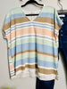 Lovely J Womens Dolman V-Neck Shirt, Stripes