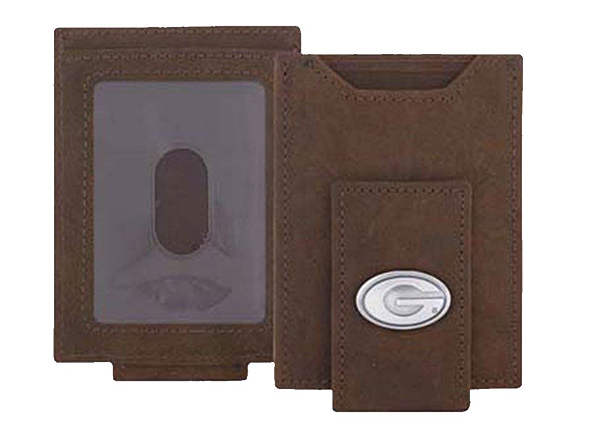ZEP-PRO Mens Collegiate Crazy Horse Leather Front Pocket Wallet