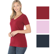 Zenana Womens Short Sleeve V-Neck T-Shirt