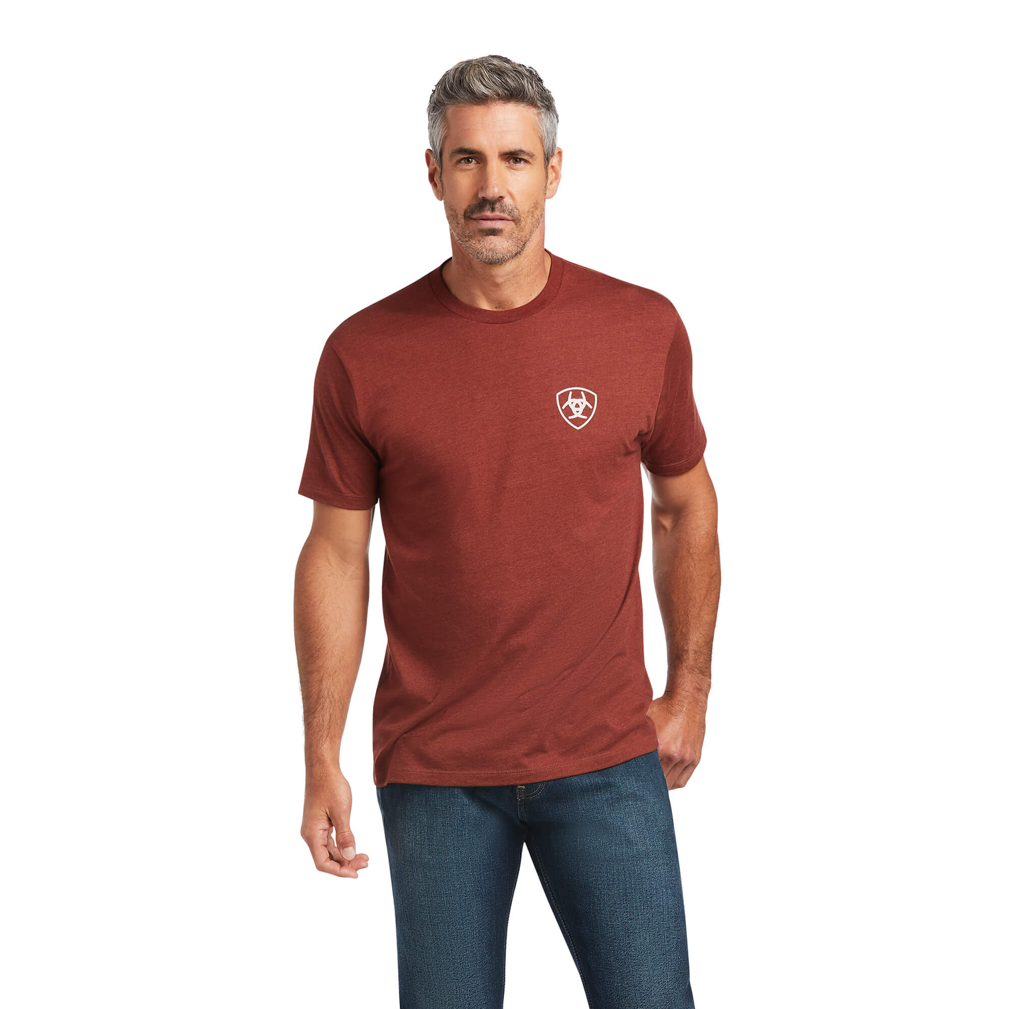 Ariat Mens Patriotic Farm Flag Screen Print Tee Shirt, Rust Heather