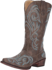 Roper Womens Riley Fashion Faux Leather Snip Toe Brown Western Boot