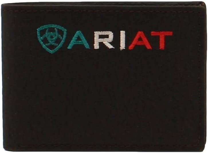 Ariat Mens Mexican Flag Embroidered Logo Bifold Wallet