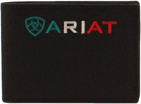 Ariat Mens Shield Logo Leather Bifold Wallet, Dark Copper