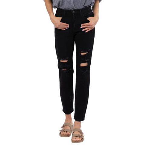 Judy Blue Womens Tummy Control Hi-Rise Destroyed Skinny Jeans