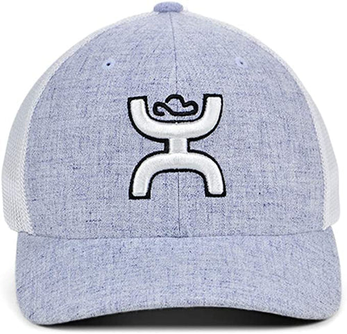 Hooey Mens Cayman Signature Logo Flexfit Mesh Back Baseball Cap Hat, Blue/ White