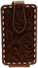 Ariat Unisex Leather Embossed Basket Weave Belt Clip Cell Phone Case, Brown