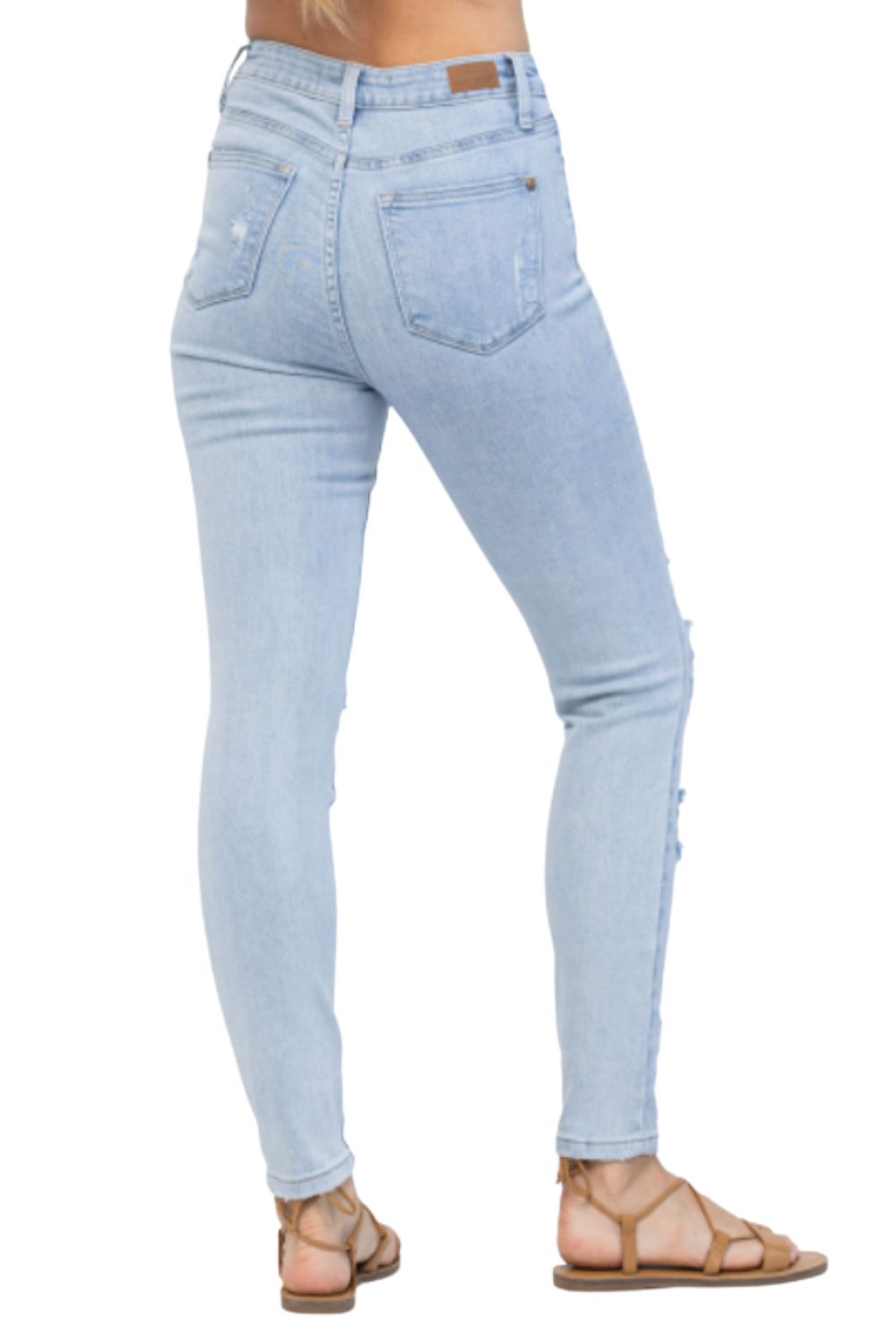 Judy Blue Womens Tummy Control Hi-Rise Destroyed Skinny Jeans