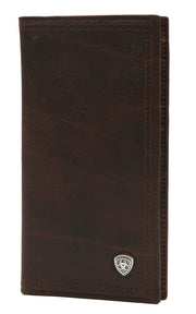 Ariat Performance Work Leather Checkbook/Rodeo Wallet (Dark Copper)