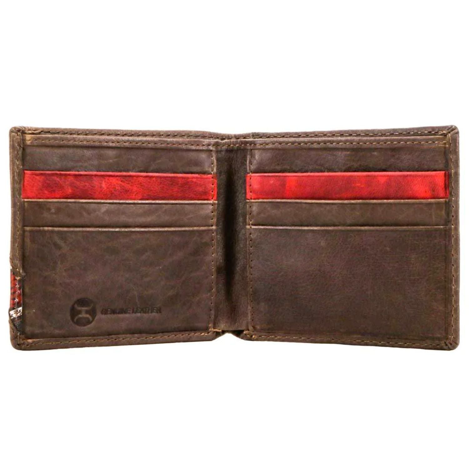 Hooey Original Mens Nomad Print Bi-fold Wallet, Brown / Red