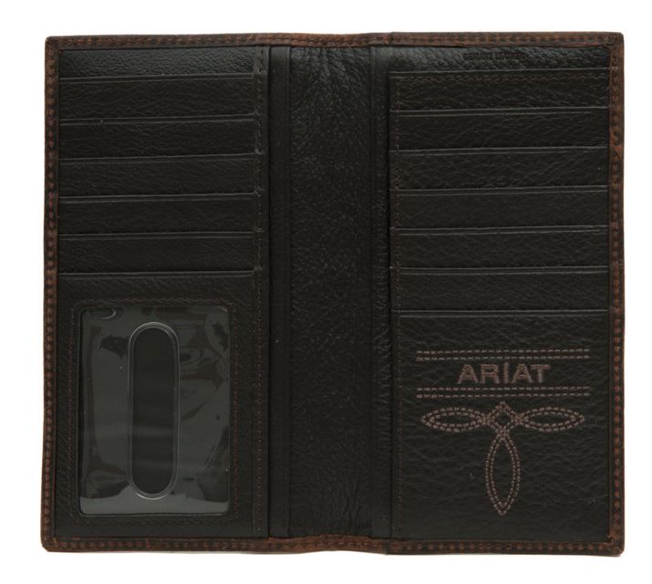 Ariat Performance Work Leather Rodeo Wallet/Checkbook Cover (Dark Rowdy Brown)