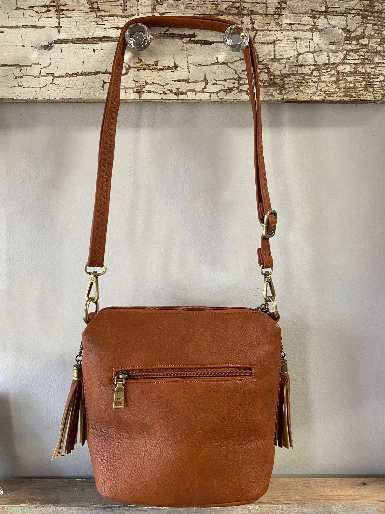 Jen & Co. Womens Dylan Vegan Leather Crossbody Concealed Carry Handbag