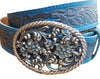Nocona Womens Aged Floral Buckle Embossed Leather Belt