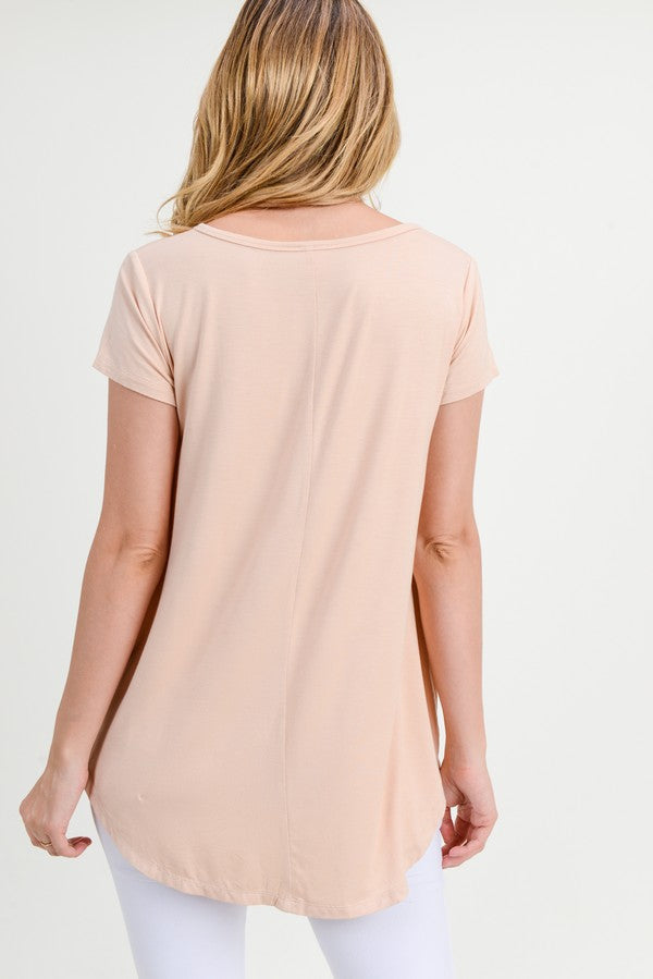 Yelete Womens Short Sleeve Pleat Hem Top