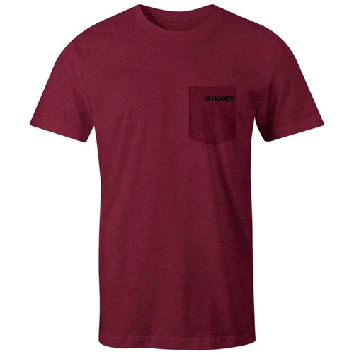 Hooey Mens Guadalupe Crew Neck Chest Pocket Short Sleeve Tee Shirt, Cranberry