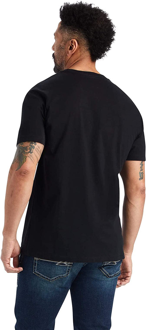 ARIAT Mens Faded Shield Flag Short Sleeve Tee Shirt, Black