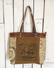 Myra Bags Womens Vintage Look By-Cycle Upcycled Materials Tote Bag