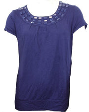 Design History Jewelled Short Sleeve Top Indigo S