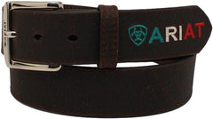 Ariat Mens Mexican Flag Color Text Embroidered Logo Leather Belt