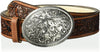 Nocona Womens USA Aged Floral Buckle Western Leather Belt