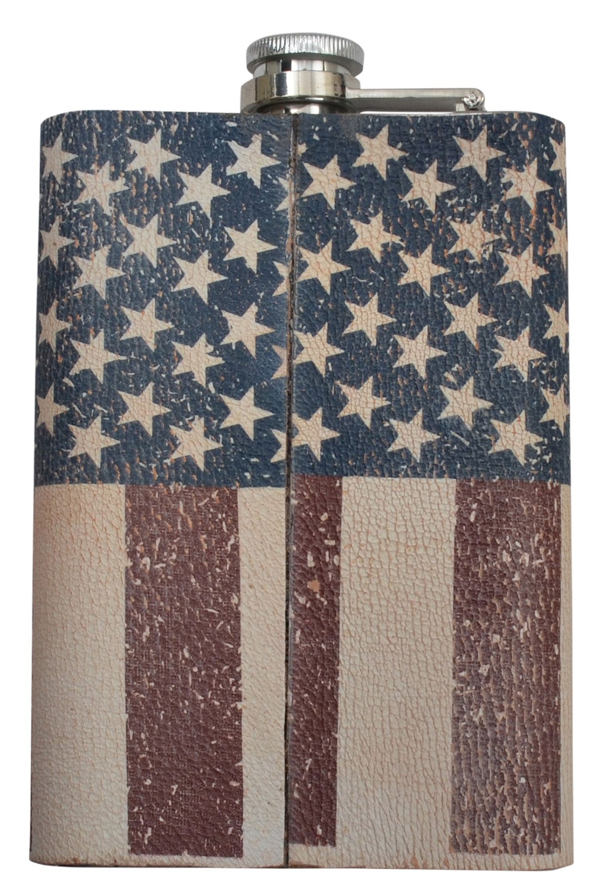 M&F Western Tooled Americana Print Leather Wrap Flask 9 oz