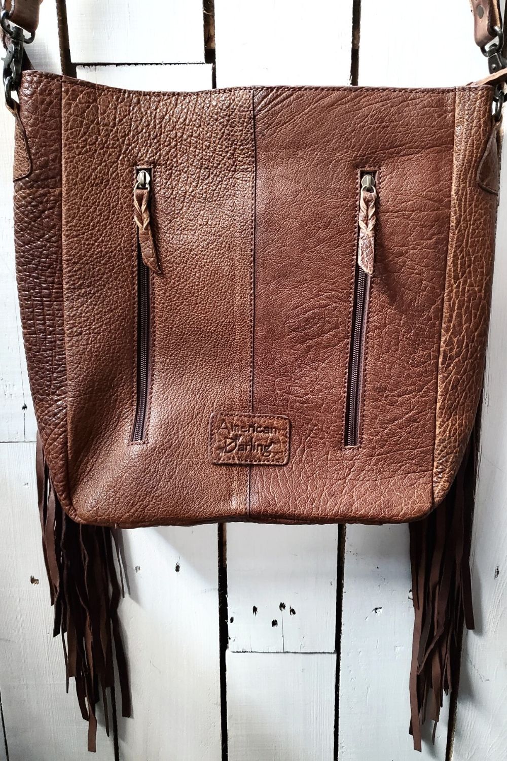 American Darling Womens Tooled Leather Hair On Concealed Carry Handbag