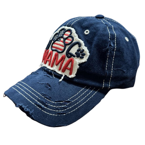 National Cap Womens Dog Mama Distressed Patch Ball Cap