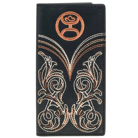 Hooey Mens Logo and Boot Stitch Filigree Embroidered Rodeo Wallet