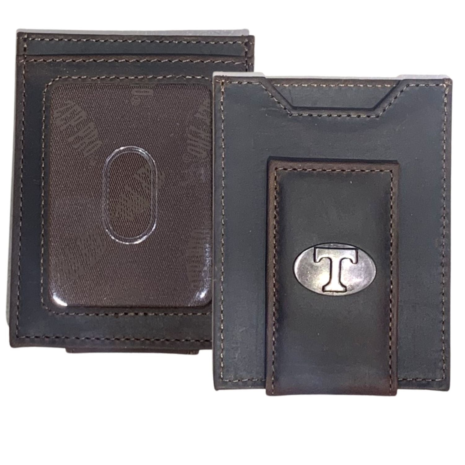 ZEP-PRO Mens Collegiate Crazy Horse Leather Front Pocket Wallet